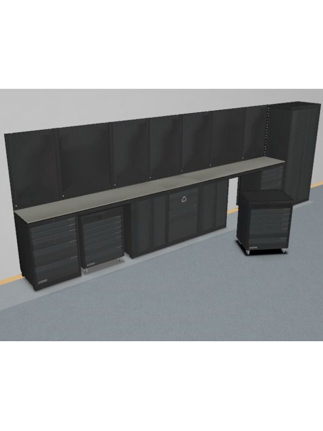 NEXT MSS baldų modulių komplektas su perforuota sienele ir metaliniu stalviršiu, dviems darbo zonoms, 5975 mm, SONIC (S22751) NEXT MSS baldų modulių komplektas su perforuota sienele ir metaliniu stalviršiu, dviems darbo zonoms, 5975 mm, SONIC (S22751)