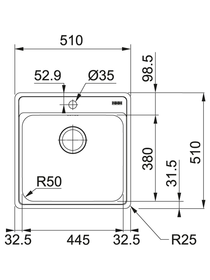 Nerūdijančio plieno plautuvė Franke Bell, BCX 610-51 1 Nerūdijančio plieno plautuvė Franke Bell, BCX 610-51 1