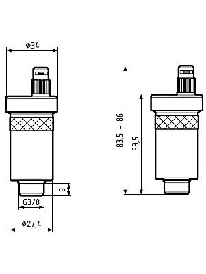 Nuorinimo vožtuvas automatinis Afriso PrimoVent, R½ x G⅜ 4 Nuorinimo vožtuvas automatinis Afriso PrimoVent, R½ x G⅜ 4