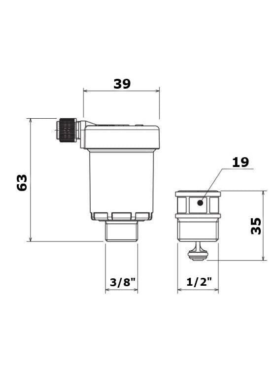 Nuorinimo vožtuvas automatinis Herz, R½ x G⅜ 1 Nuorinimo vožtuvas automatinis Herz, R½ x G⅜ 1