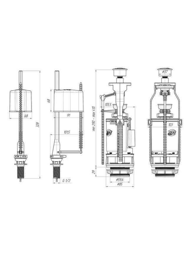 Nuleidimo ir prileidimo mehanizmai Ani Plast WC3550C, 1/2'' 1 Nuleidimo ir prileidimo mehanizmai Ani Plast WC3550C, 1/2'' 1