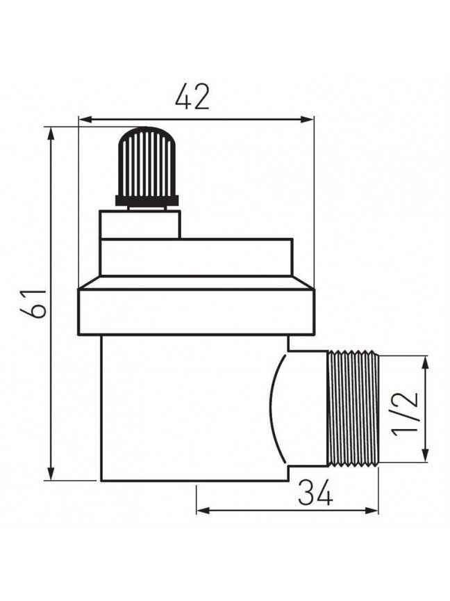 Nuorinimo vožtuvas FERRO 1/2", automatinis, kampinis 1 Nuorinimo vožtuvas FERRO 1/2", automatinis, kampinis 1