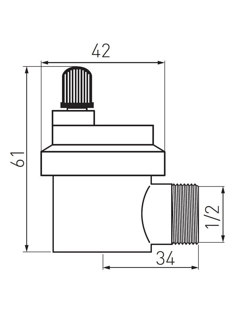 Nuorinimo vožtuvas FERRO 1/2", automatinis, kampinis 1 Nuorinimo vožtuvas FERRO 1/2", automatinis, kampinis 1