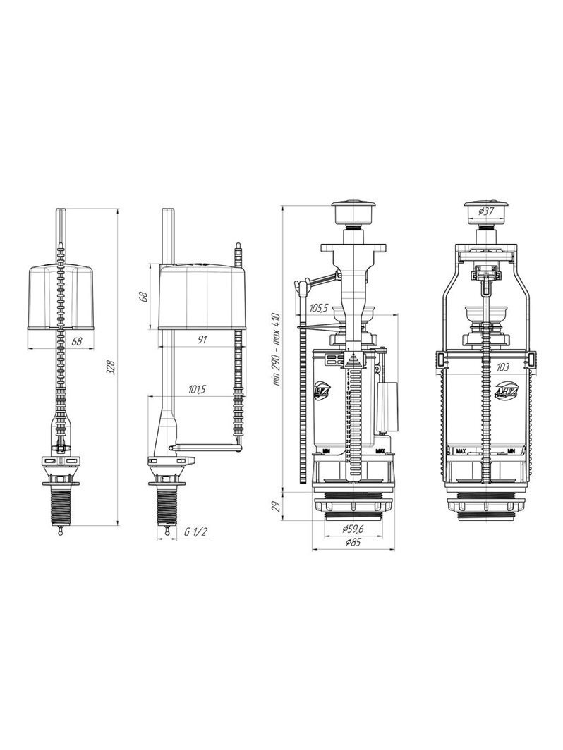 Nuleidimo ir prileidimo mehanizmai Ani Plast WC3550C, 1/2'' 1 Nuleidimo ir prileidimo mehanizmai Ani Plast WC3550C, 1/2'' 1