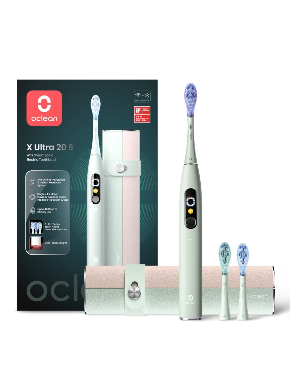 Oclean X Ultra 20 Set išmanusis el. dantų šepetėlis, žalias 1