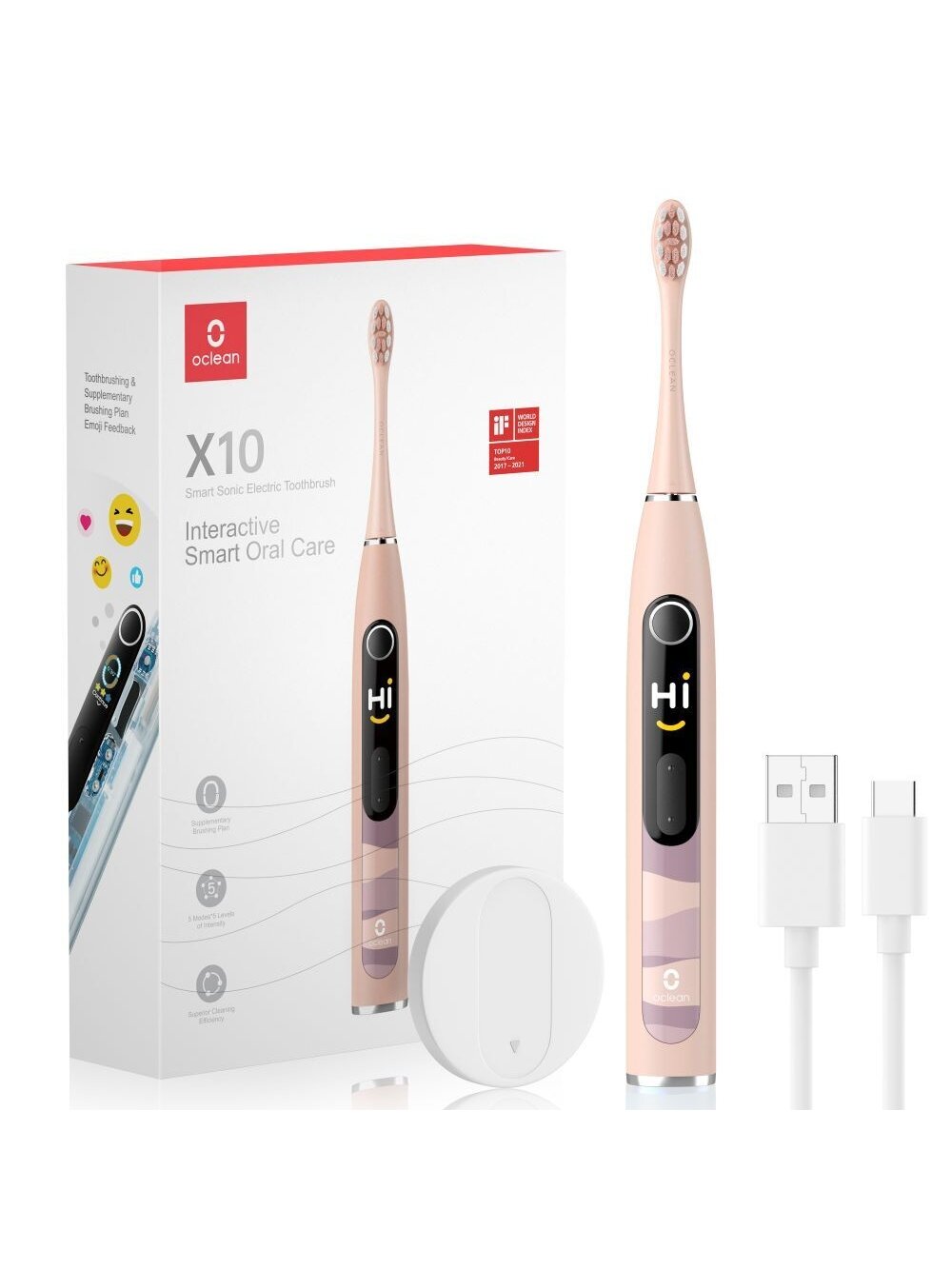 Oclean X10 elektrinis dantų šepetėlis (rausvas) 2 Oclean X10 elektrinis dantų šepetėlis (rausvas) 2