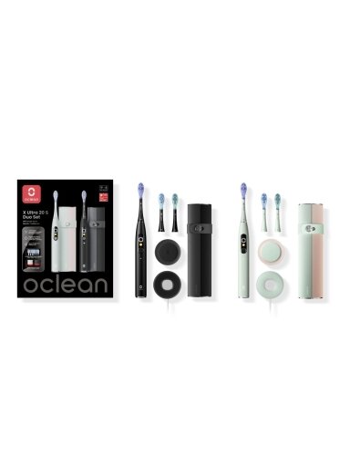 Oclean X Pro 20 Set išmanusis el. dantų šepetėlių komplektas, žalias+juodas