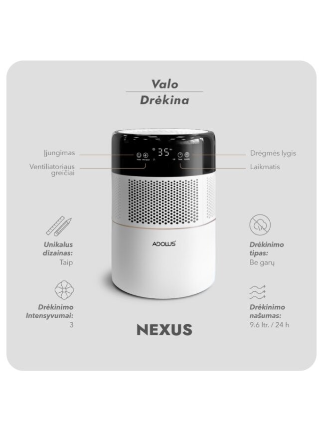 Oro drėkintuvas Adolus NEXUS + Papildomas filtras 4 Oro drėkintuvas Adolus NEXUS + Papildomas filtras 4