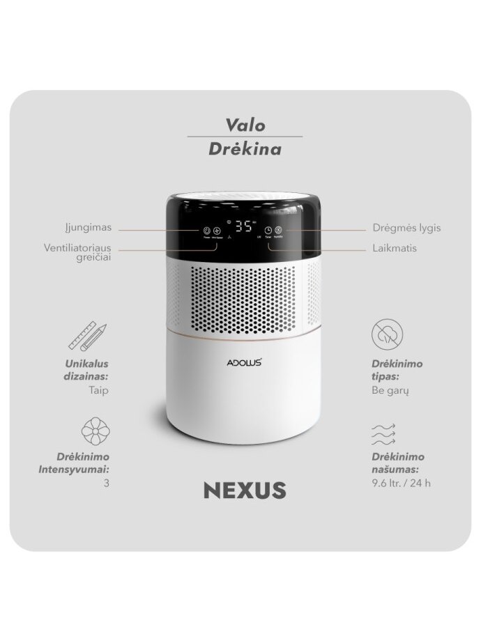 Oro drėkintuvas Adolus NEXUS + Papildomas filtras 4 Oro drėkintuvas Adolus NEXUS + Papildomas filtras 4