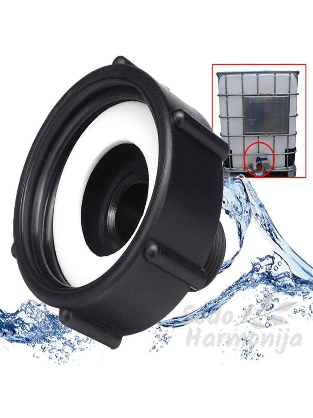 Pajungimas prie IBC konteinerio/toninės talpos 60mm ir sriegis ¾” Pajungimas prie IBC konteinerio/toninės talpos 60mm ir sriegis ¾”