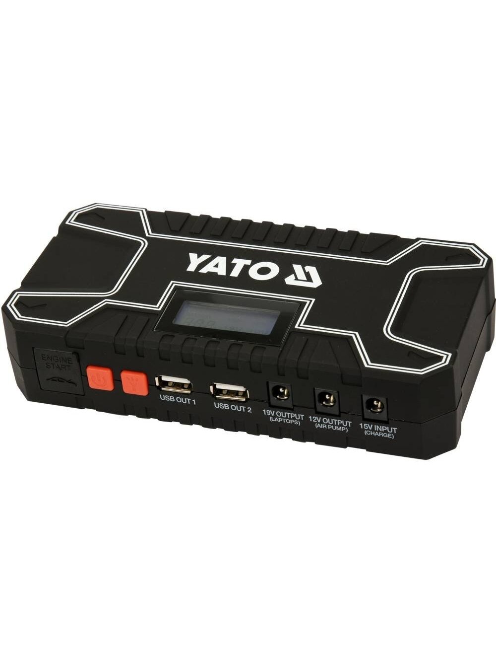 Pakrovėjas-paleidėjas daugiafunkcinis nešiojamas akumuliatorius Powerbank 12000 mAh Li-Po LCD Yato 2
