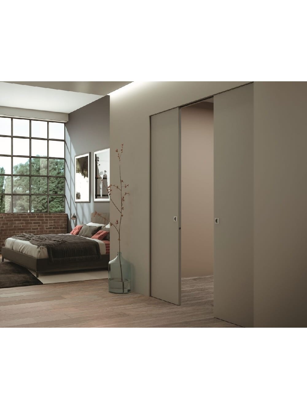 Paslėptų stumdomų durų be apvadų sistemos komplektas Essential GOLD DOUBLE gipso sienai 2100x1400x100 (gipso profilis 75mm pločio) Paslėptų stumdomų durų be apvadų sistemos komplektas Essential GOLD DOUBLE gipso sienai 2100x1400x100 (gipso profilis 75mm pločio)