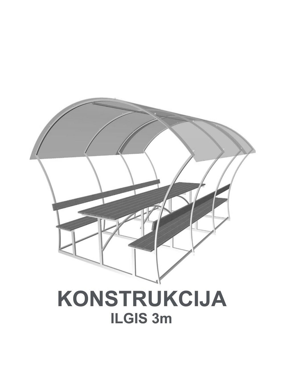 Pavėsinė ASTRA (ilgis 3m) (Konstrukcija) 1,85x3m - bazė Pavėsinė ASTRA (ilgis 3m) (Konstrukcija) 1,85x3m - bazė