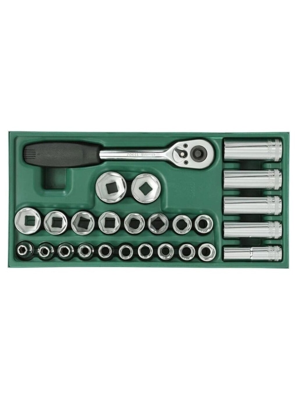 ⬡ Padėklas. Galvučių rinkinys 1/2" 26 vnt. (S09915, SATA) ⬡ Padėklas. Galvučių rinkinys 1/2" 26 vnt. (S09915, SATA)
