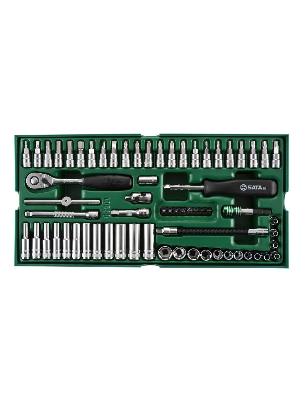⬡ Padėklas. Galvučių rinkinys 1/4" 66 vnt. (S09901, SATA) ⬡ Padėklas. Galvučių rinkinys 1/4" 66 vnt. (S09901, SATA)