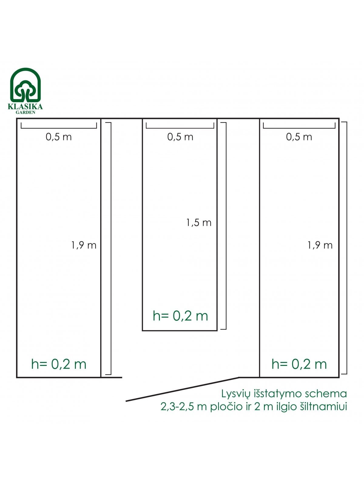 Pakeltų lysvių komplektas KLASIKA GARDEN 2,35 - 2,5m pločio šiltnamiui - 4 m - 10 cm 6 Pakeltų lysvių komplektas KLASIKA GARDEN 2,35 - 2,5m pločio šiltnamiui - 4 m - 10 cm 6