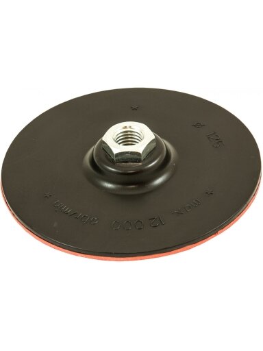 Padas kampiniam šlifuokliui guminis, velcro, M14, d-125mm Faster Tools