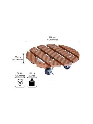 Padėklas su ratukais WPC BROWN