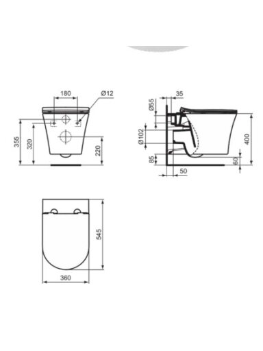Pakabinamas unitazas La Dolce Vita AquaBlade® 545 mm x 360 mm, baltas blizgus