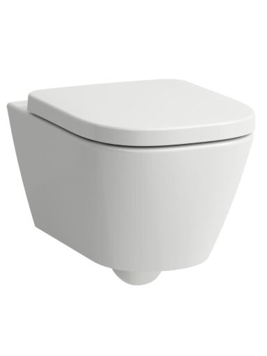 Pakabinamas unitazas, MEDA 54x36, tylus sūkurinis nuplovimas (Silent flush), be apvado (Rimless), be dangčio, balta spal