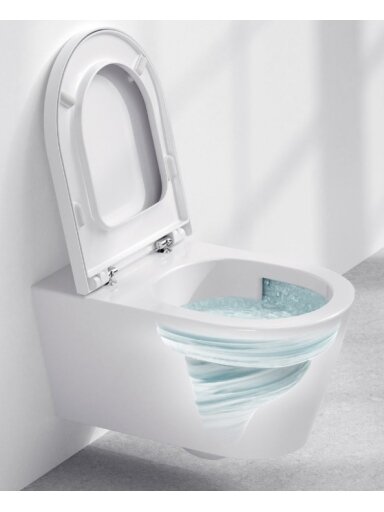 Pakabinamas WC Kartell, Silent Flush / Rimless, 4,5/3 ltr, be dangčio, balta spalva