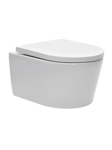 Pakabinamas WC SAT, Brevis Rimfree, su lėtai nusileidžiančiu dangčiu Pakabinamas WC SAT, Brevis Rimfree, su lėtai nusileidžiančiu dangčiu