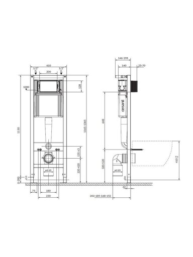 Pakabinamojo unitazo komplektas Cersanit S701-754, 20x41 cm
