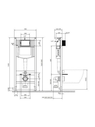 Pakabinamojo unitazo komplektas Cersanit S701-756, 20x41cm