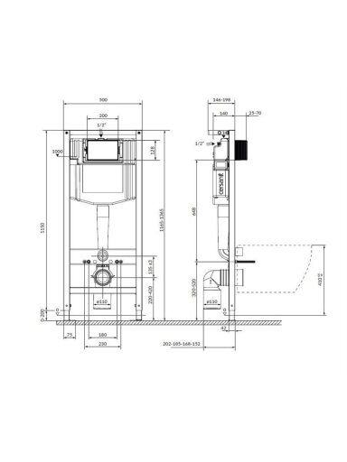 Pakabinamojo unitazo komplektas Cersanit S701-777, 20x41 cm
