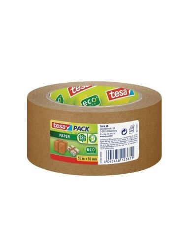Pakavimo juosta EKOLOGO, 50 m x 50 mm, popierinė