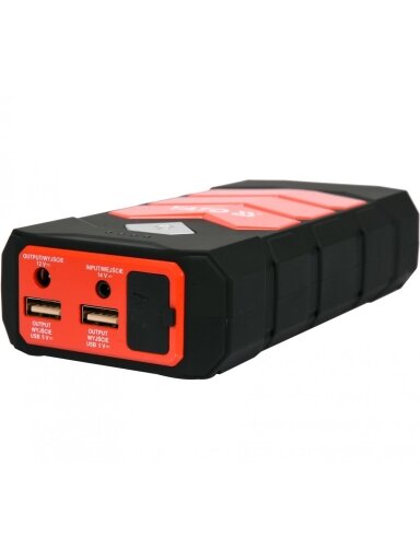 Pakrovėjas-paleidėjas daugiafunkcinis nešiojamas akumuliatorius Powerbank 9000 mAh Li-Po Yato | USB 5V/2A;12V/3.5A; 12V/200A (400A maks.)