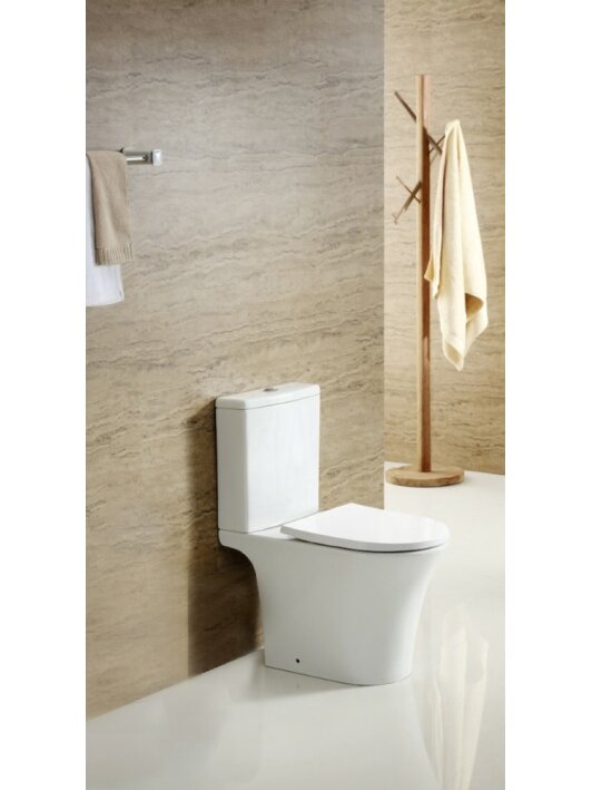 Pastatomas WC SAT, Brevis Rimfree, su lėtai nusileidžiančiu dangčiu 1 Pastatomas WC SAT, Brevis Rimfree, su lėtai nusileidžiančiu dangčiu 1