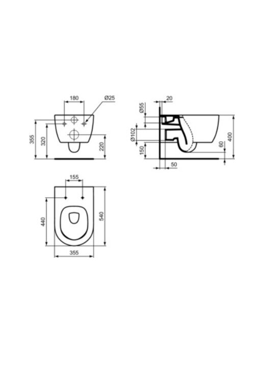 Pakabinamas Ideal Standard klozetas Atelier Blend Curve Aquablade, balta spalva 2