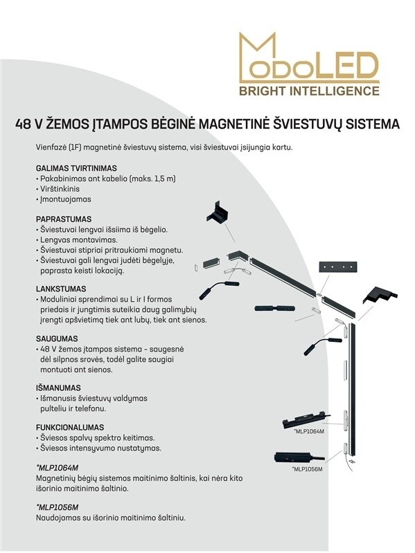 Paviršinė kampinė jungtis lubų Modoled Magnetic 2
