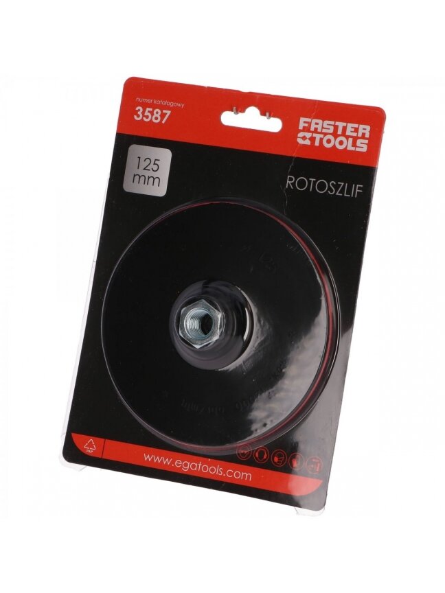 Padas kampiniam šlifuokliui guminis, velcro, M14, d-125mm Faster Tools 2