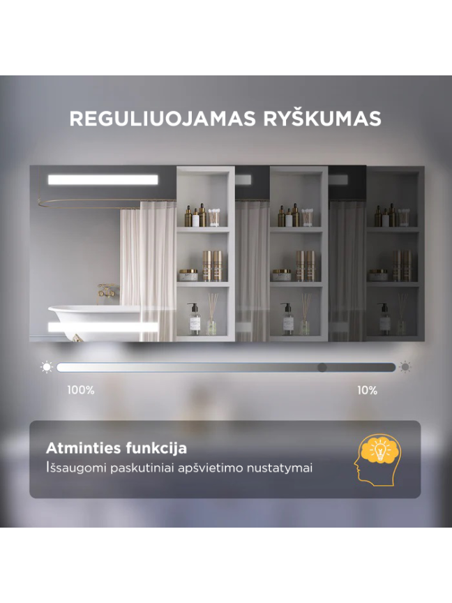 Pakabinama veidrodinė spintelė AQUABATOS Nimes LMC0476R 70x60 3 Pakabinama veidrodinė spintelė AQUABATOS Nimes LMC0476R 70x60 3