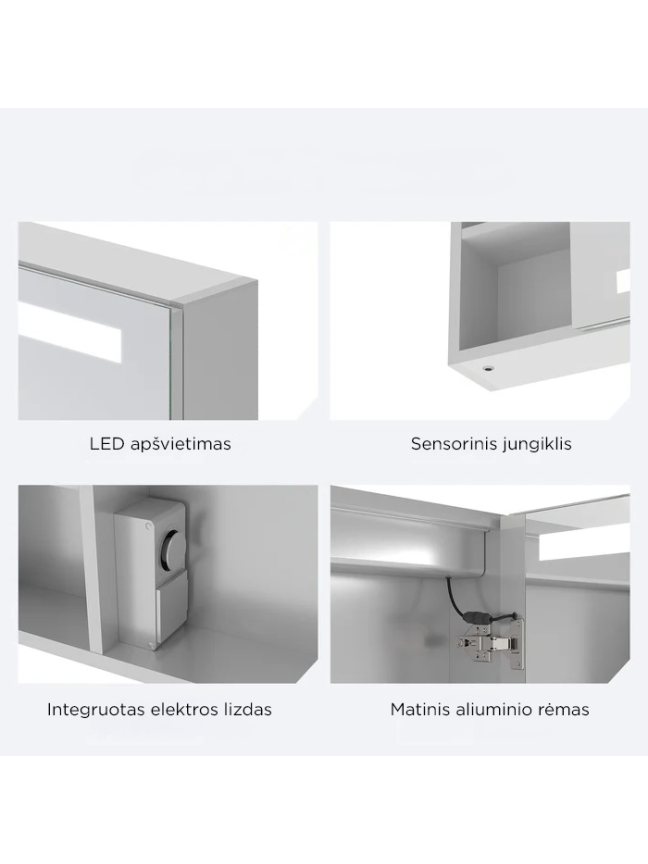 Pakabinama veidrodinė spintelė AQUABATOS Nimes LMC0476R 70x60 5 Pakabinama veidrodinė spintelė AQUABATOS Nimes LMC0476R 70x60 5