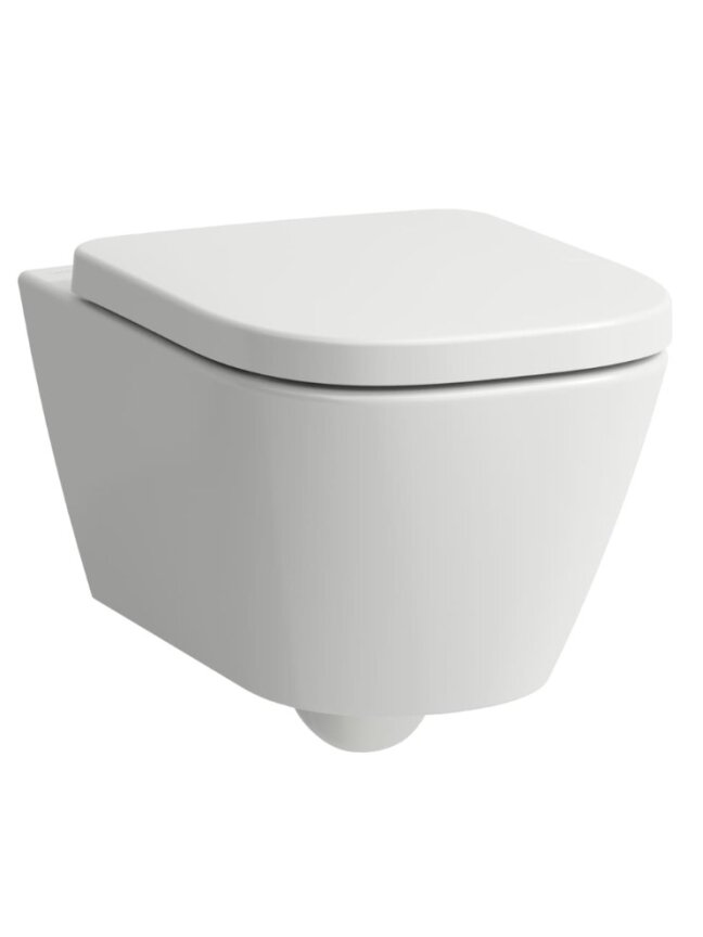 Pakabinamas unitazas, MEDA 54x36, tylus sūkurinis nuplovimas (Silent flush), be apvado (Rimless), be dangčio, balta spal