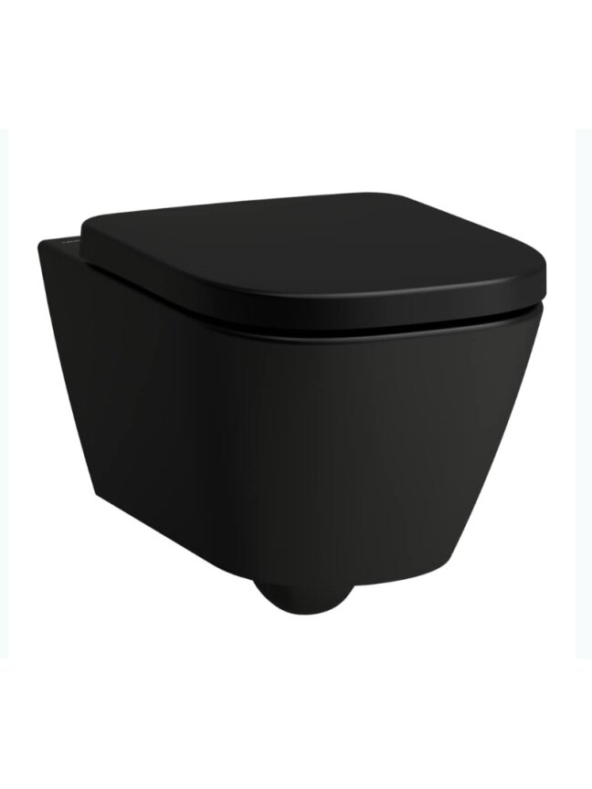 Pakabinamas unitazas, MEDA 54x36, tylus sūkurinis nuplovimas (Silent flush), be apvado (Rimless), juodas matinis Pakabinamas unitazas, MEDA 54x36, tylus sūkurinis nuplovimas (Silent flush), be apvado (Rimless), juodas matinis