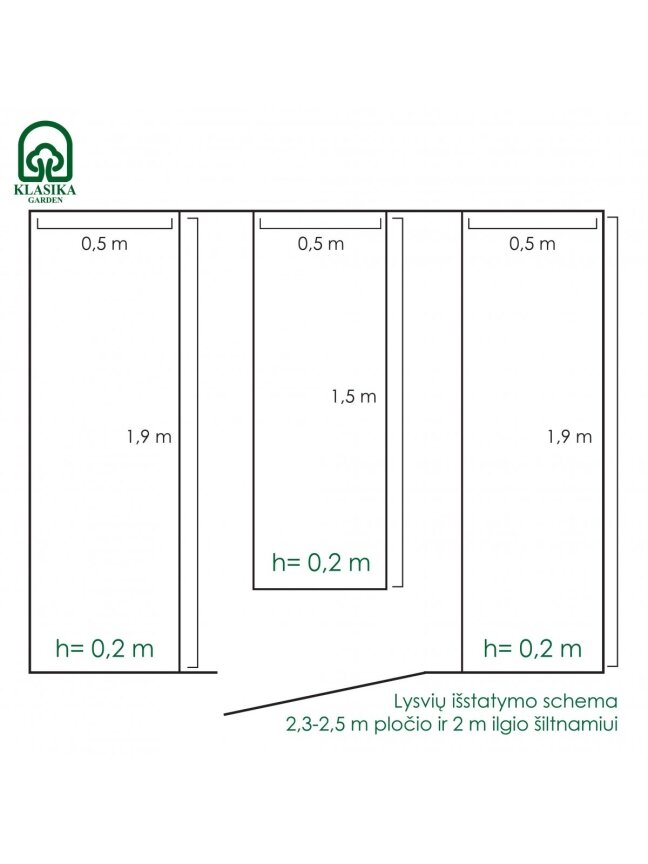 Pakeltų lysvių komplektas KLASIKA GARDEN 2,35 - 2,5m pločio šiltnamiui - 4 m - 10 cm 6 Pakeltų lysvių komplektas KLASIKA GARDEN 2,35 - 2,5m pločio šiltnamiui - 4 m - 10 cm 6