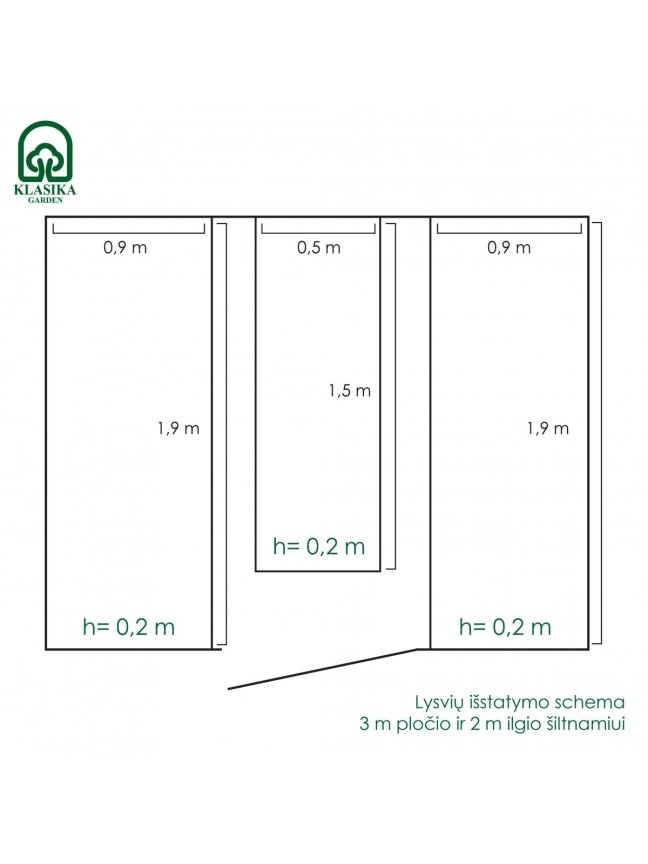 Pakeltų lysvių komplektas KLASIKA GARDEN 3m pločio šiltnamiui - 4 m - 10 cm 6