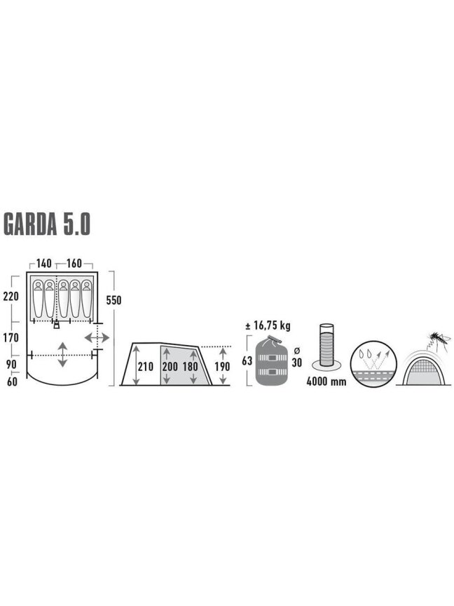 Palapinė High Peak Garda 5.0 Pilkai Žalia 11823 9