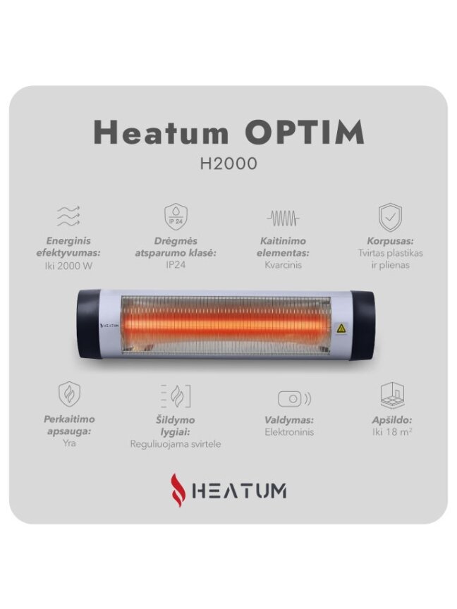 Pastatomas Infraraudonųjų spindulių šildytuvas Heatum H2000 OPTIM su trikoju stovu 1