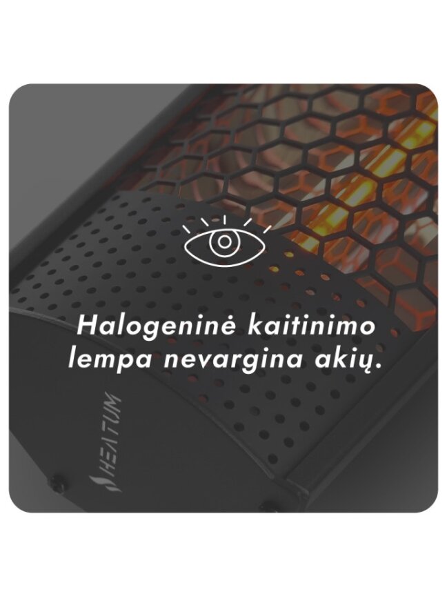 Pastatomas Infraraudonųjų spindulių šildytuvas Heatum H2000R URBAN Black su trikoju stovu 7