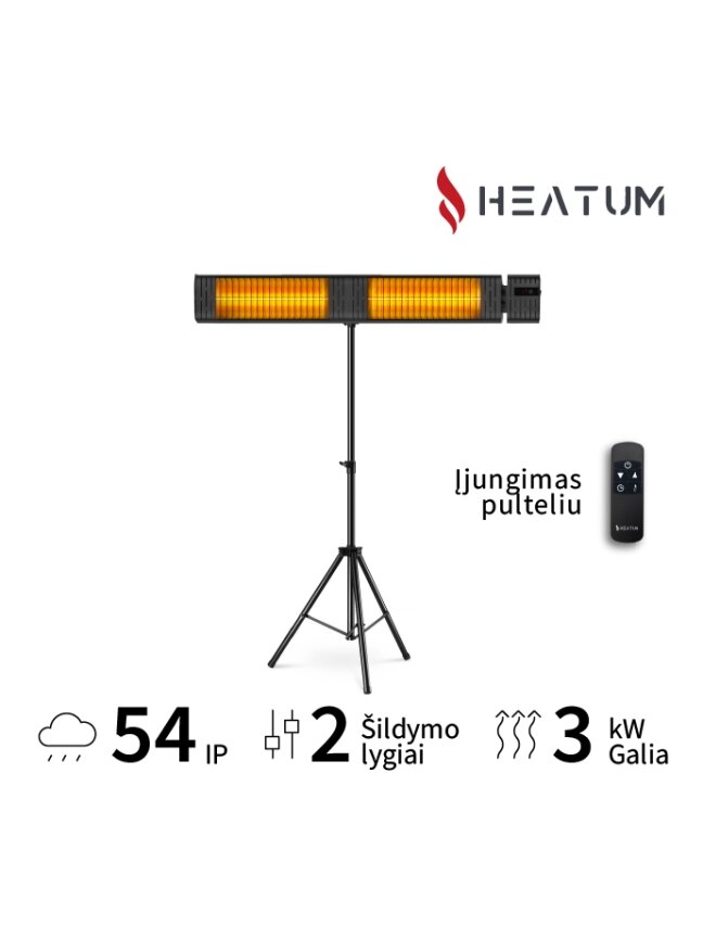 Pastatomas Infraraudonųjų spindulių šildytuvas Heatum H3000R EMPIRE su trikoju stovu 1