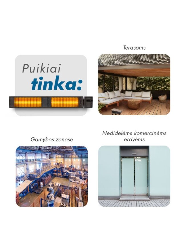 Pastatomas Infraraudonųjų spindulių šildytuvas Heatum H3000R EMPIRE su trikoju stovu 4