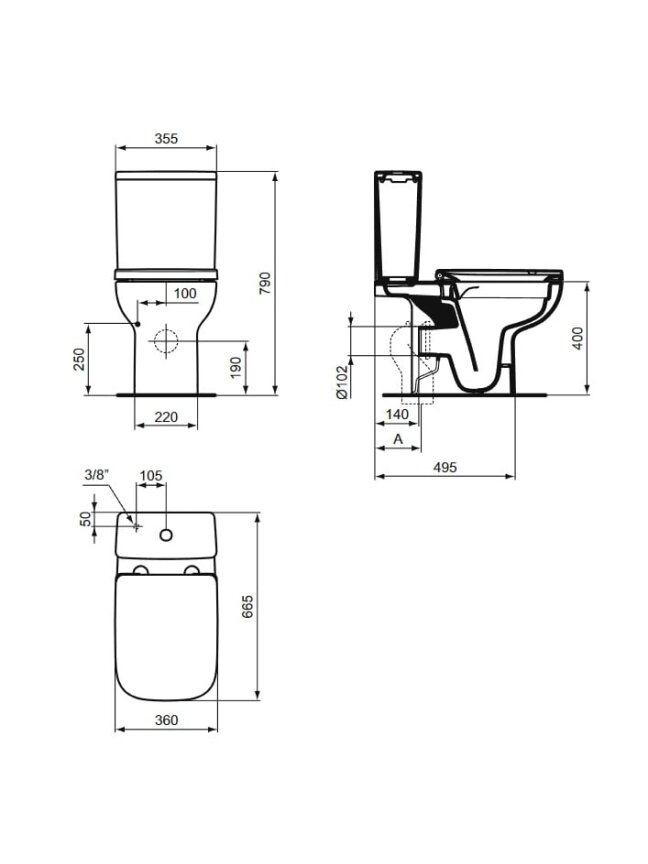 Pastatomas WC Ideal Standard, i.life A RimsLS+ su bakeliu ir lėtai nusileidžiančiu dangčiu 5 Pastatomas WC Ideal Standard, i.life A RimsLS+ su bakeliu ir lėtai nusileidžiančiu dangčiu 5
