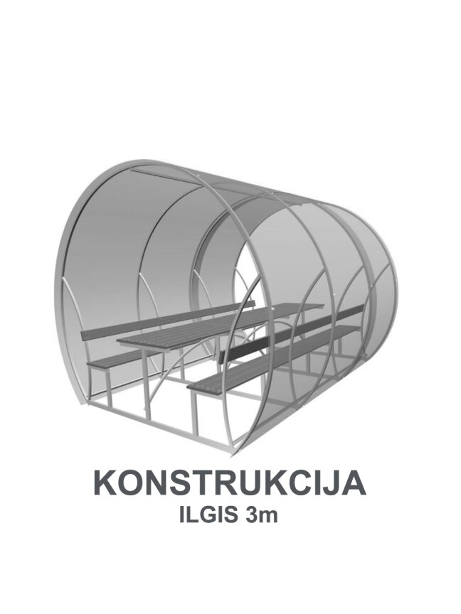 Pavėsinė BIJŪNAS (ilgis 3m) (Konstrukcija) 1,73x3m - bazė Pavėsinė BIJŪNAS (ilgis 3m) (Konstrukcija) 1,73x3m - bazė