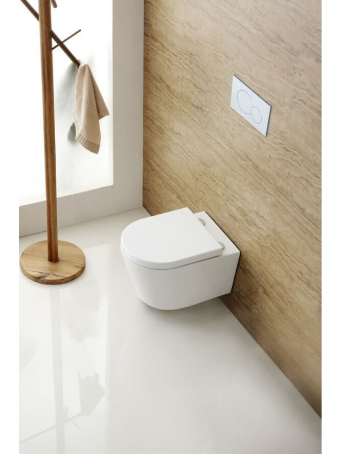 Pakabinamas WC SAT, Brevis Rimfree, su lėtai nusileidžiančiu dangčiu 1 Pakabinamas WC SAT, Brevis Rimfree, su lėtai nusileidžiančiu dangčiu 1