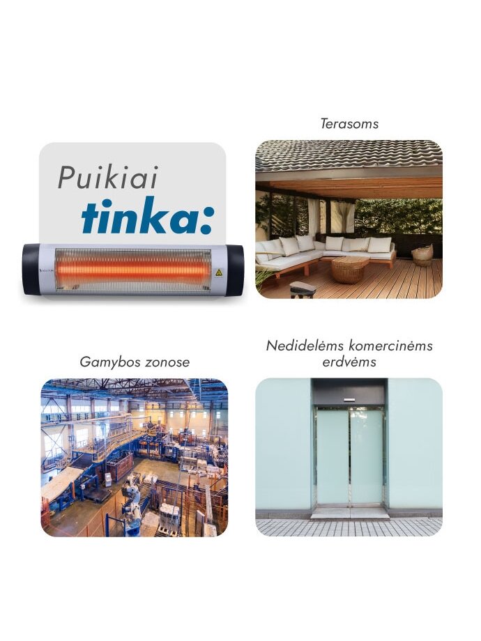 Pastatomas Infraraudonųjų spindulių šildytuvas Heatum H2000 OPTIM su trikoju stovu 3 Pastatomas Infraraudonųjų spindulių šildytuvas Heatum H2000 OPTIM su trikoju stovu 3